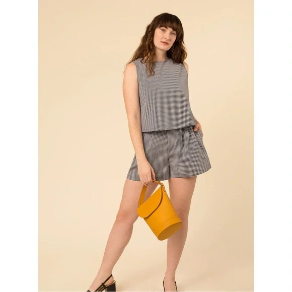 Wayre Shift & Snap Gingham Sleeveless No Iron Travel Cropped Tank Top Blouse - Picture 4 of 13